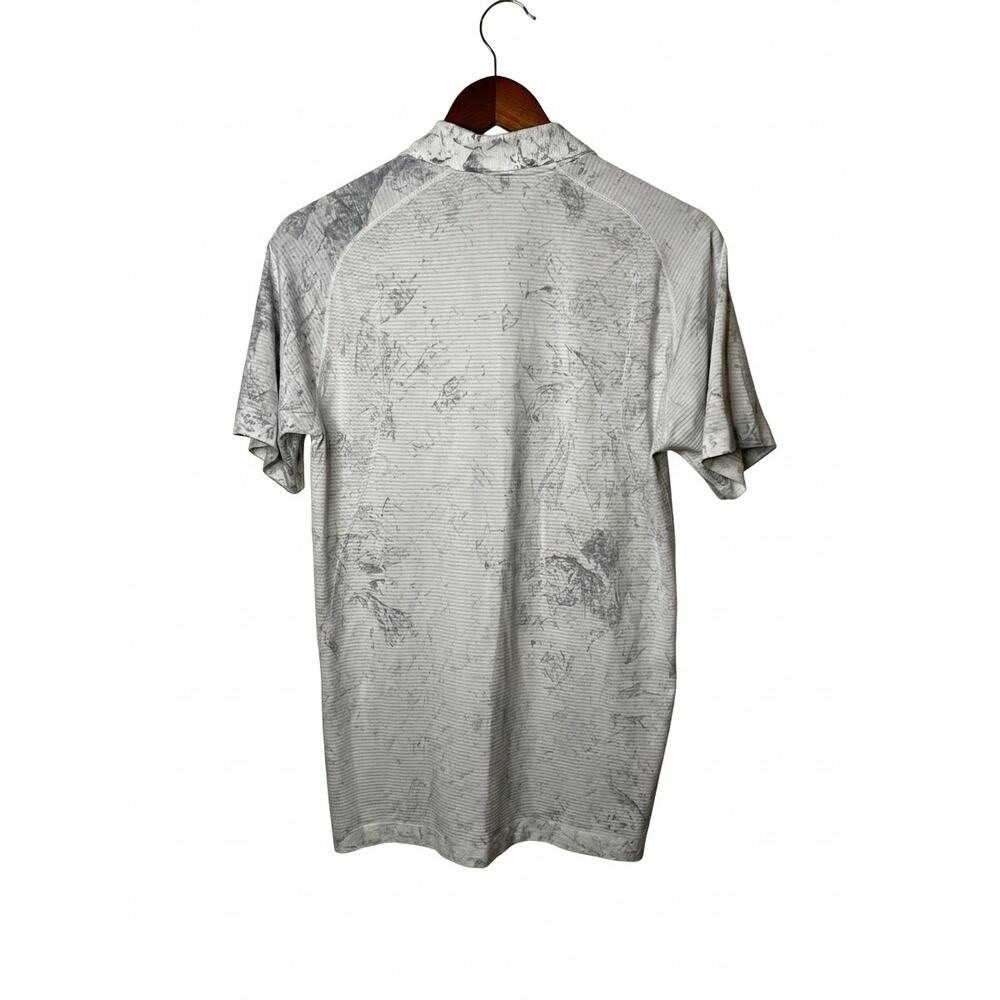 Mens Lululemon Athletica Metal Vent Tech Polo Golf Shirt Size M White Gray - Picture 2 of 5